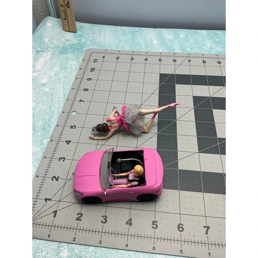 Hallmark Keepsake Barbie Ornaments 2017 Ballerina & 2018 Pink Convertible Set